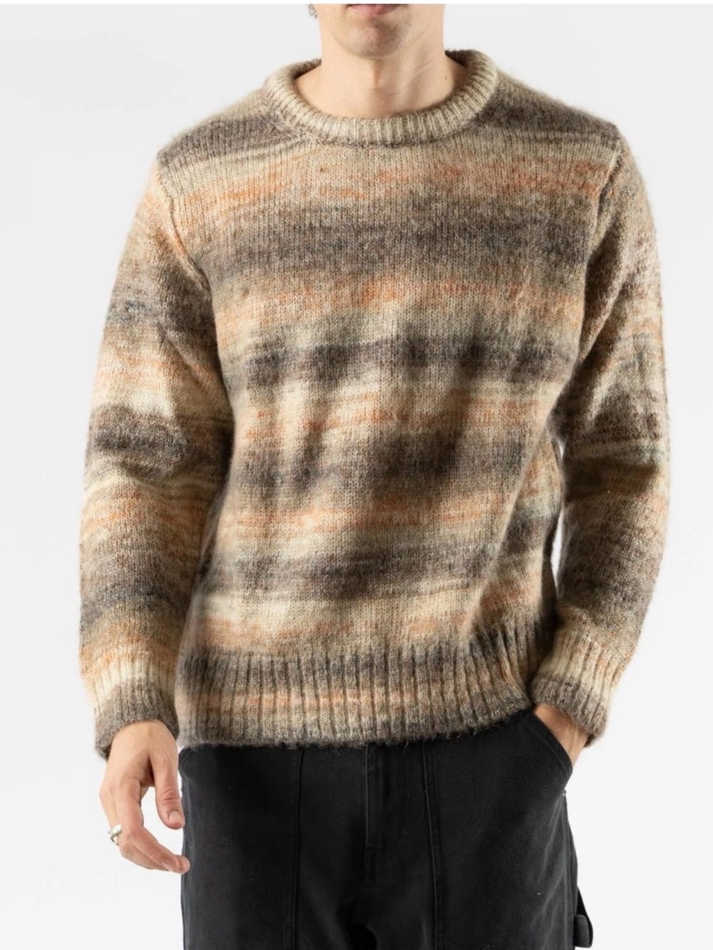 CORRIDOR Space Dye Mohair Crewneck Sweater In neutral size L
